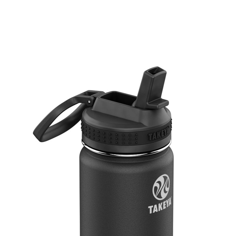 Takeya Actives Water Bottle with Straw Lid - Durable & Easy-Care Water Bottle with Stainless Steel Insulation - BPA-Free Lid with Carry Handle & Straw - Dishwasher-Safe - 24 oz, Onyx - Image 3